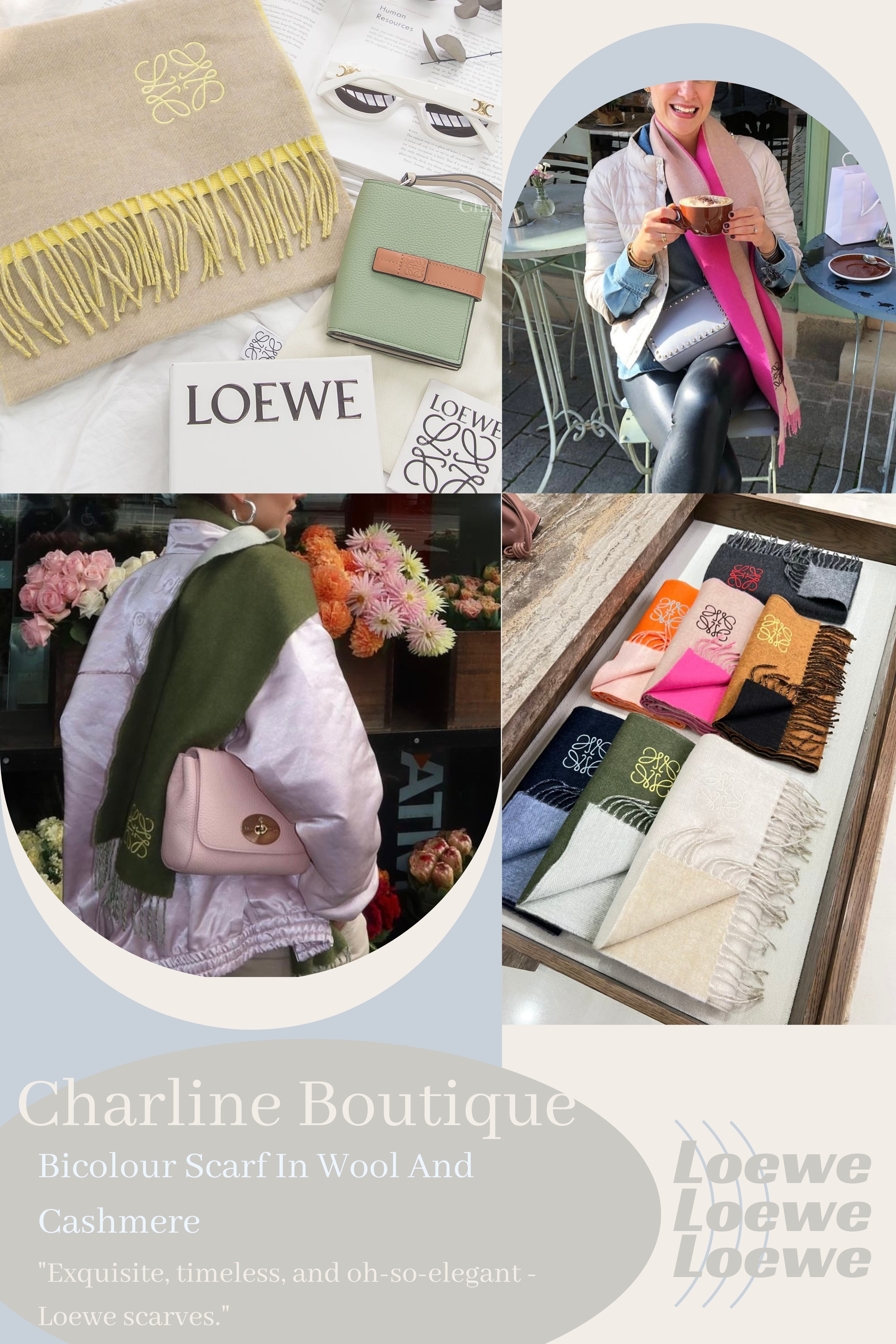 Loewe是一家成立於1846年的西班牙奢侈品牌，至今已有百年歷史。這個品牌以其卓越的工藝和設計而聞名，就連圍巾也不例外。它們最初是為了保暖而設計的，但很快就演變成了時尚界的熱門物品。在當今時尚世界中，圍巾已經成為了不可或缺的時尚配件。無論您是在寒冷的冬季需要保暖，還是在春夏季節中需要增添時尚感，Loewe 圍巾都能提供多種選擇。以下是我們推薦的六款圍巾，趁現在趕緊打包帶走