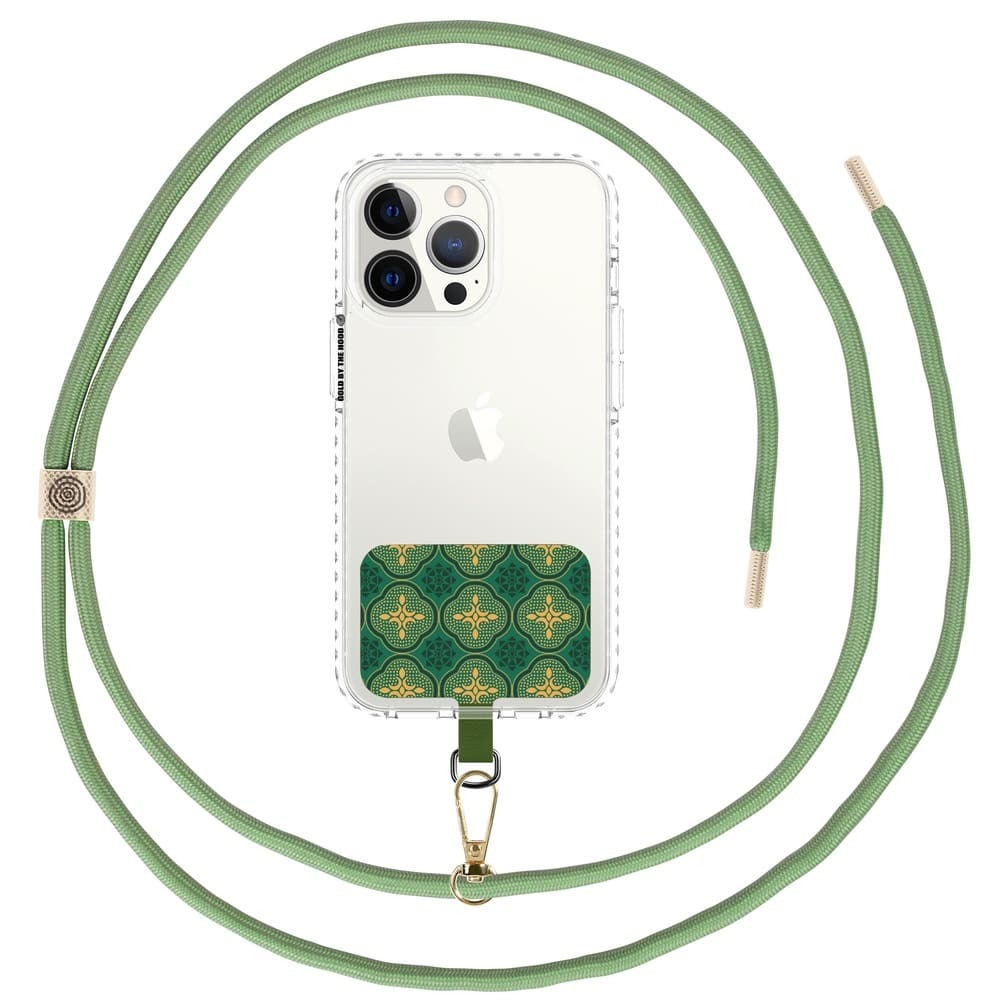 inblooom x The Hood Phone Strap With Patch 6.0mm/Begonia Glass Pattern/Vintage Green