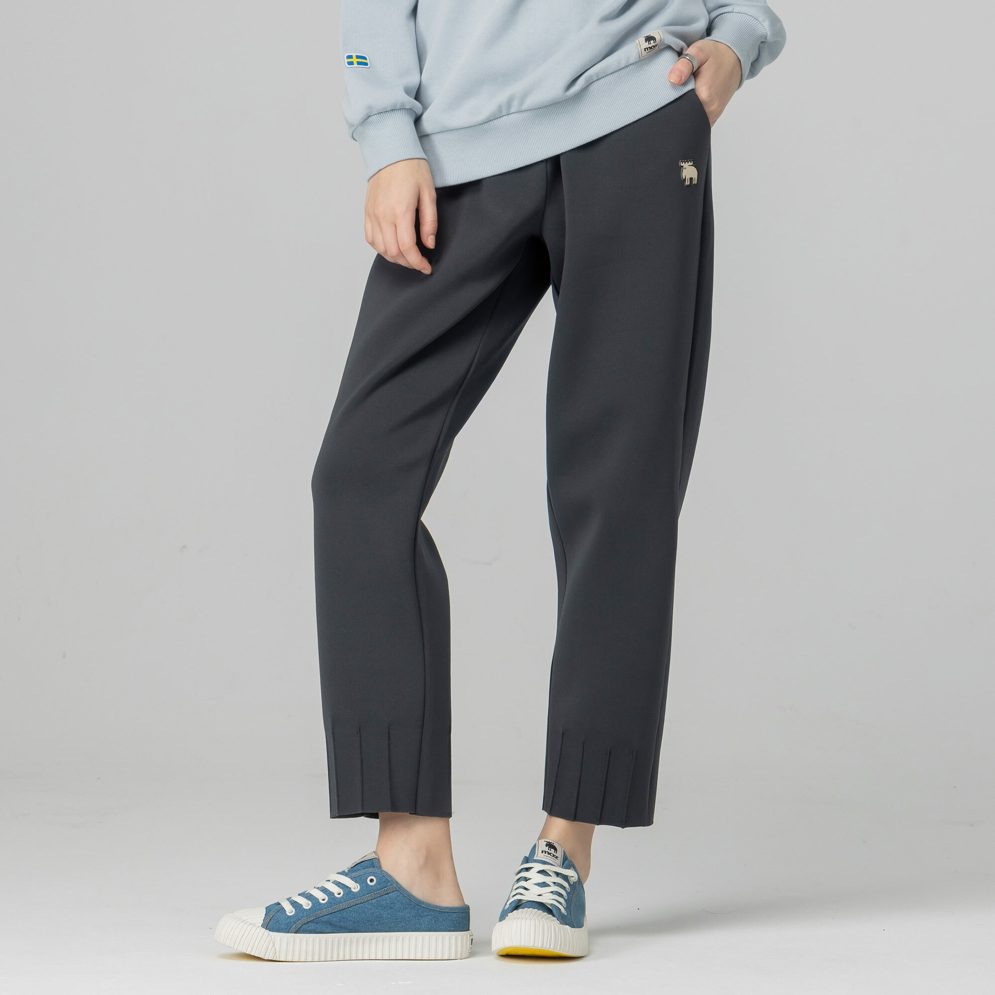 moz Swedish moose micro-bristle technology composite elastic casual pants-grey