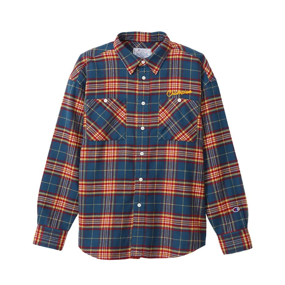 男款-CASUAL 微厚法蘭絨格紋襯衫-藍色（C3-Y408-340）