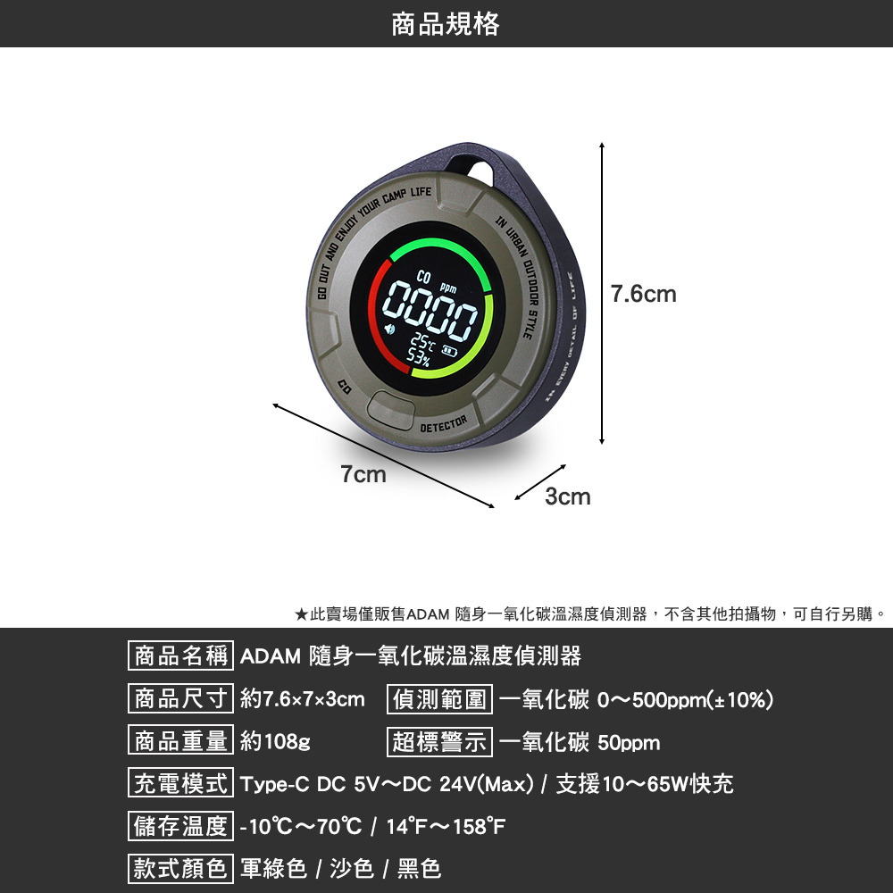 ADAM 一氧化碳溫濕度偵測器