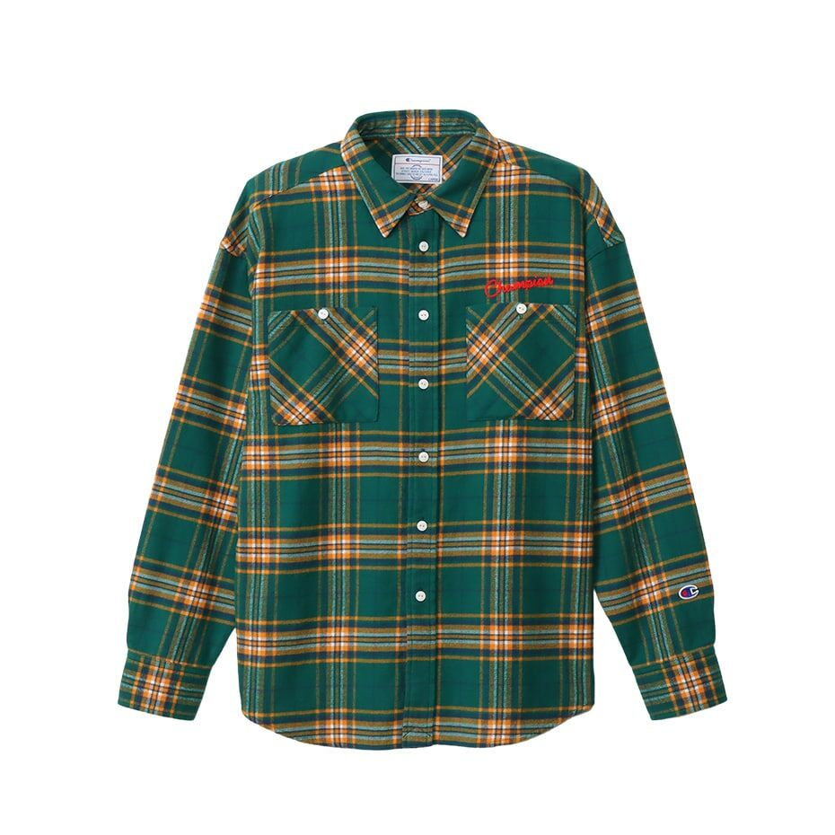 男款-CASUAL系列-微厚法蘭絨格紋襯衫-綠色（C3-Y408-540）