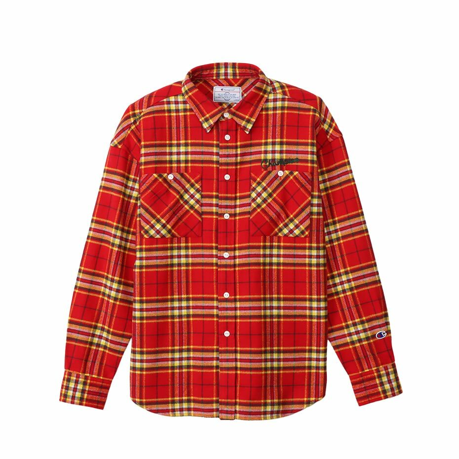 男款-CASUAL 微厚法蘭絨格紋襯衫-紅色（C3-Y408-940）