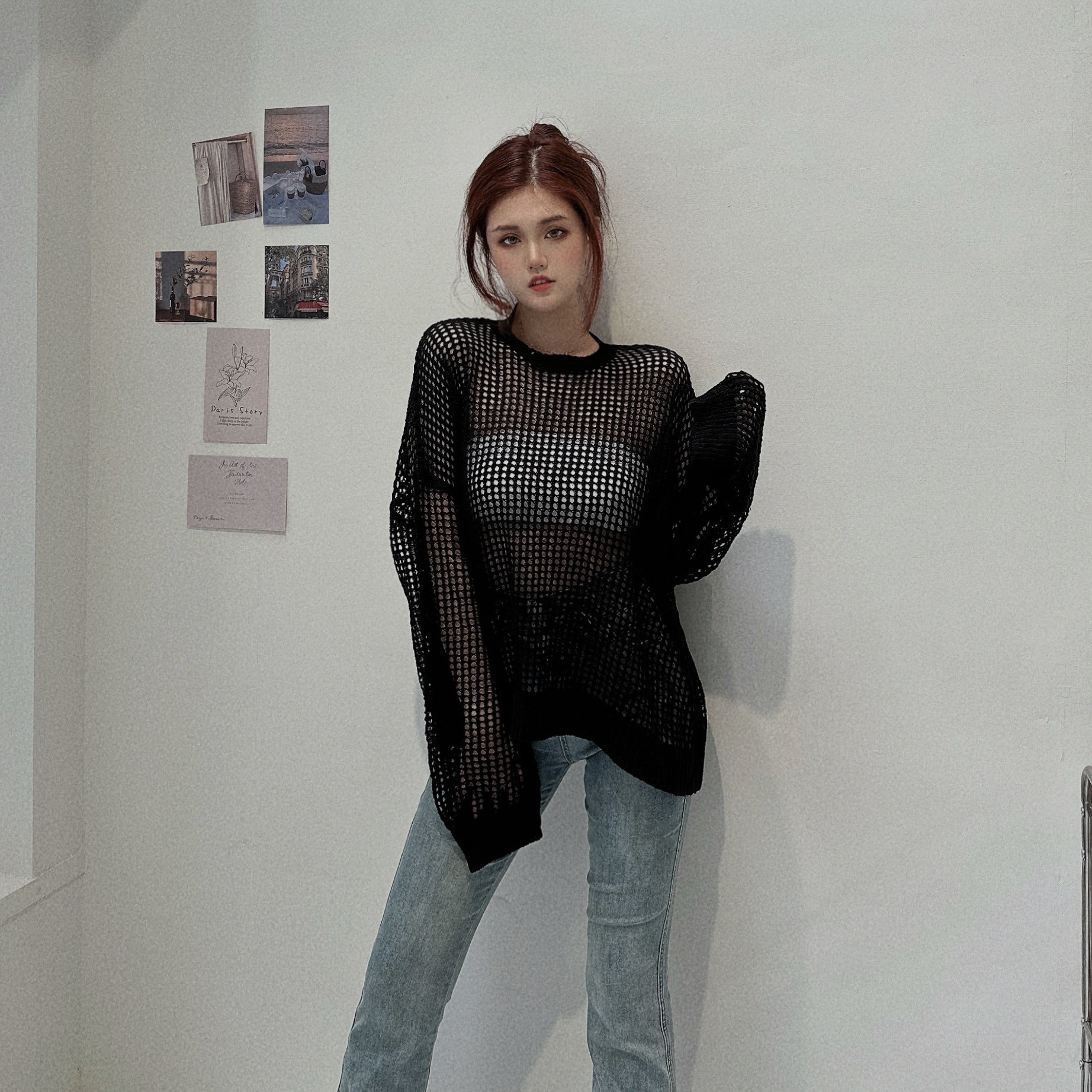 鬆餅方格洞洞針織上衣/二色