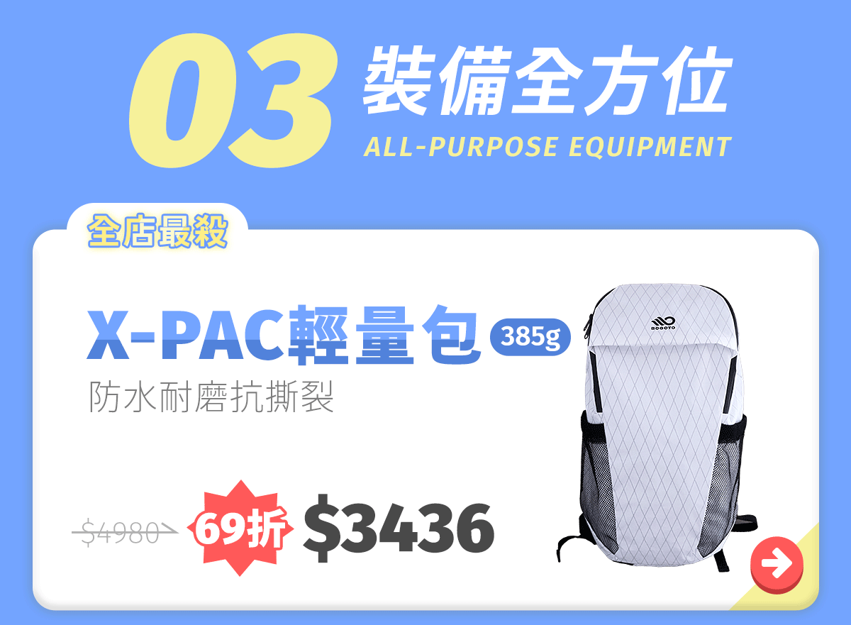 【10.24-11.14 博克多週年慶】全店限時8折，X-PAC輕量包全店最低折扣加碼69折