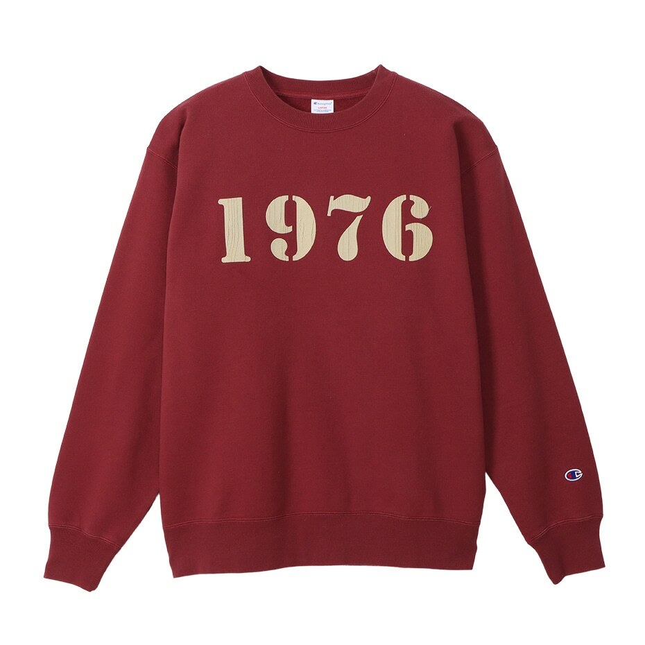 男款-CASUA  1976圓領大學衛衣-暗紅（C3-Y004-109）