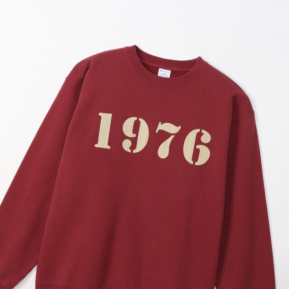 男款-CASUA  1976圓領大學衛衣-暗紅（C3-Y004-109）