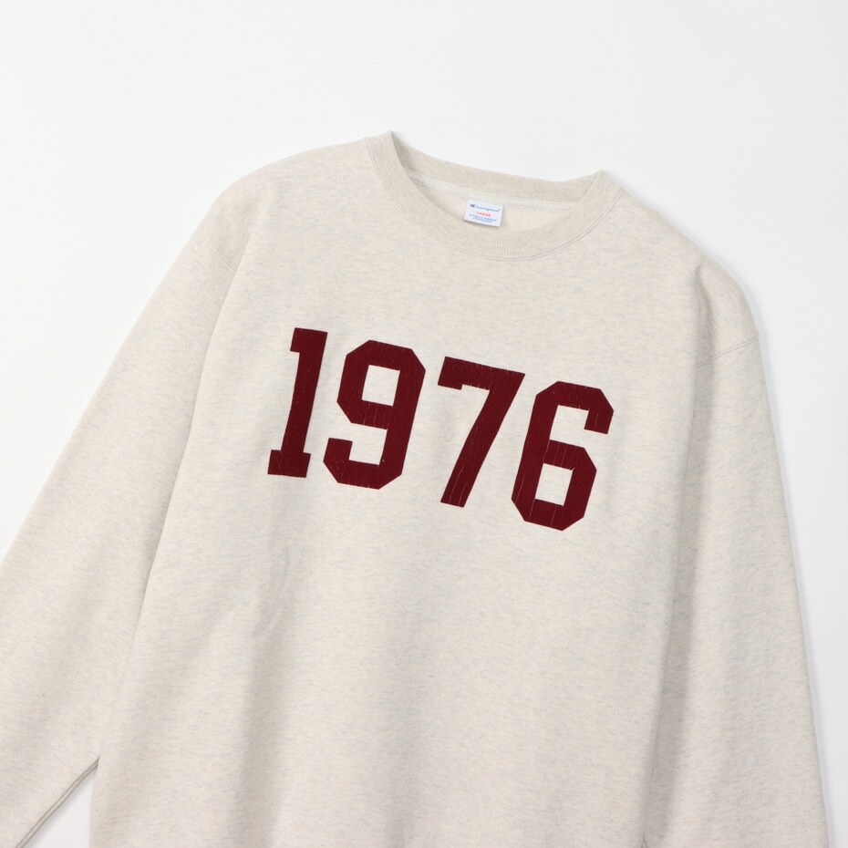 男款-CASUAL 1976圓領大學衛衣-米色（C3-Y004-810）