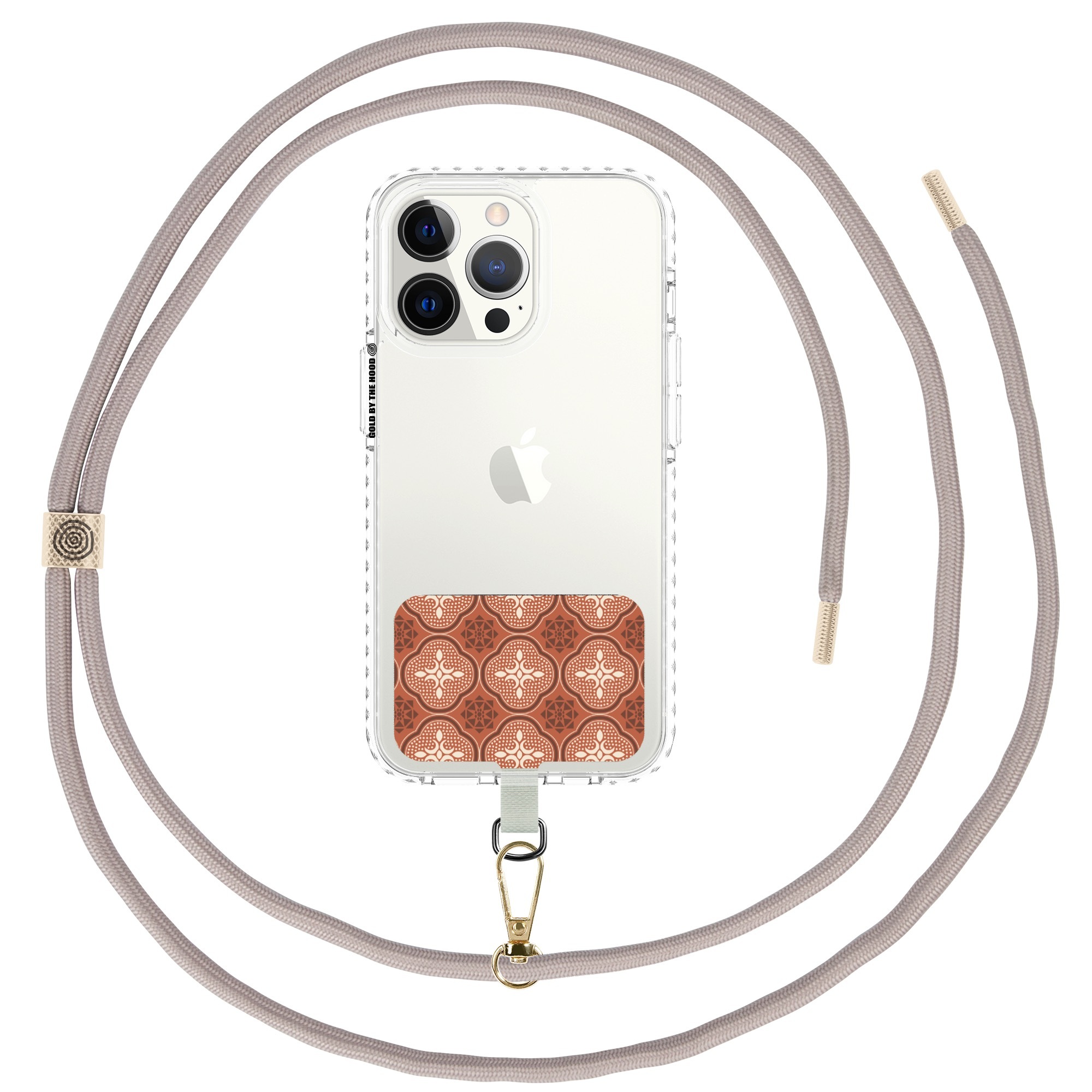 inblooom x The Hood Phone Strap With Patch 6.0mm/Begonia Glass Pattern/Deep Coral