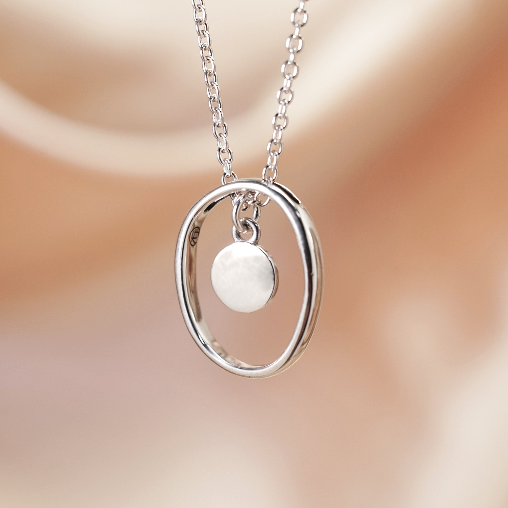 自然系 Stone 石框項鍊【直式】925純銀客製化刻字項鍊