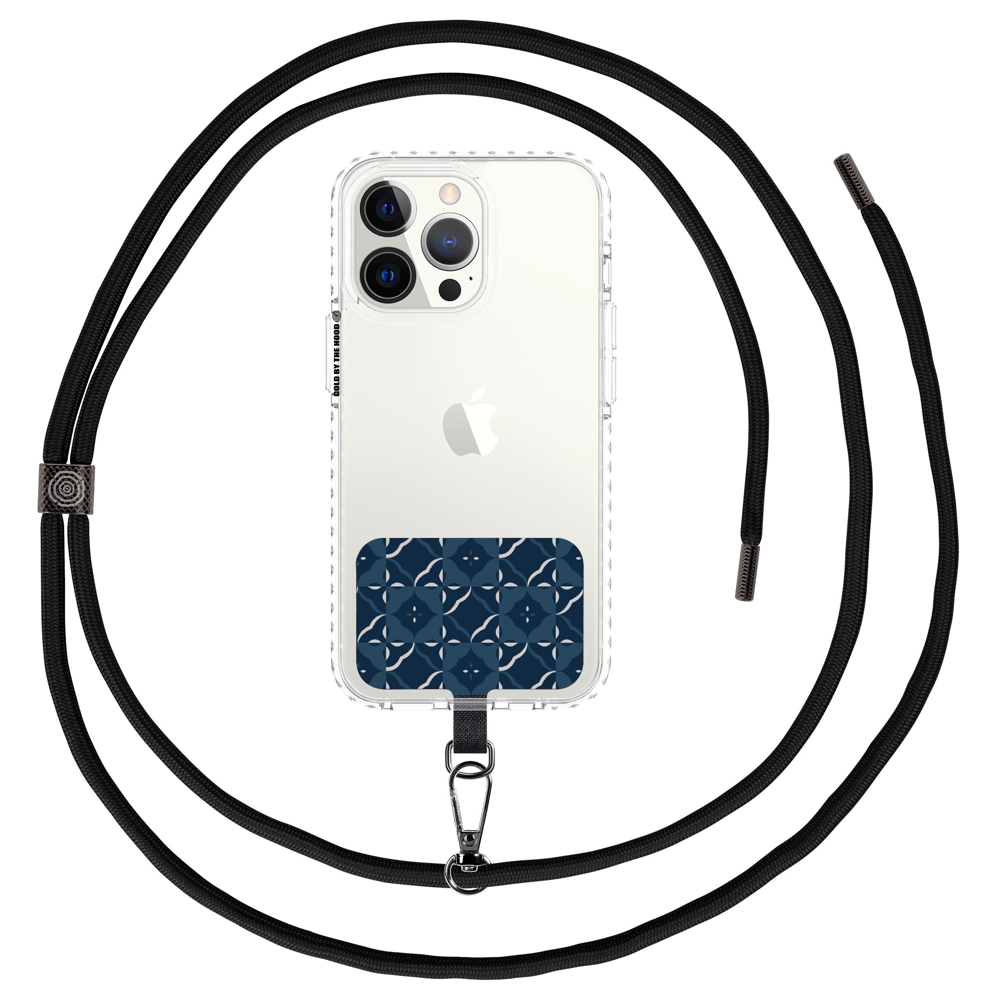 inblooom x The Hood Phone Strap With Patch 6.0mm/Begonia Glass Pattern No.8/Navy Blue