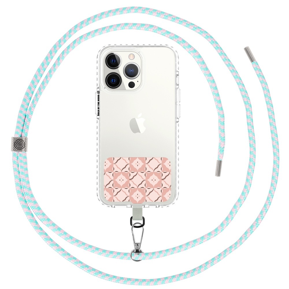 inblooom x The Hood Phone Strap With Patch 6.0mm/Begonia Glass Pattern No.8/Sakura Pink