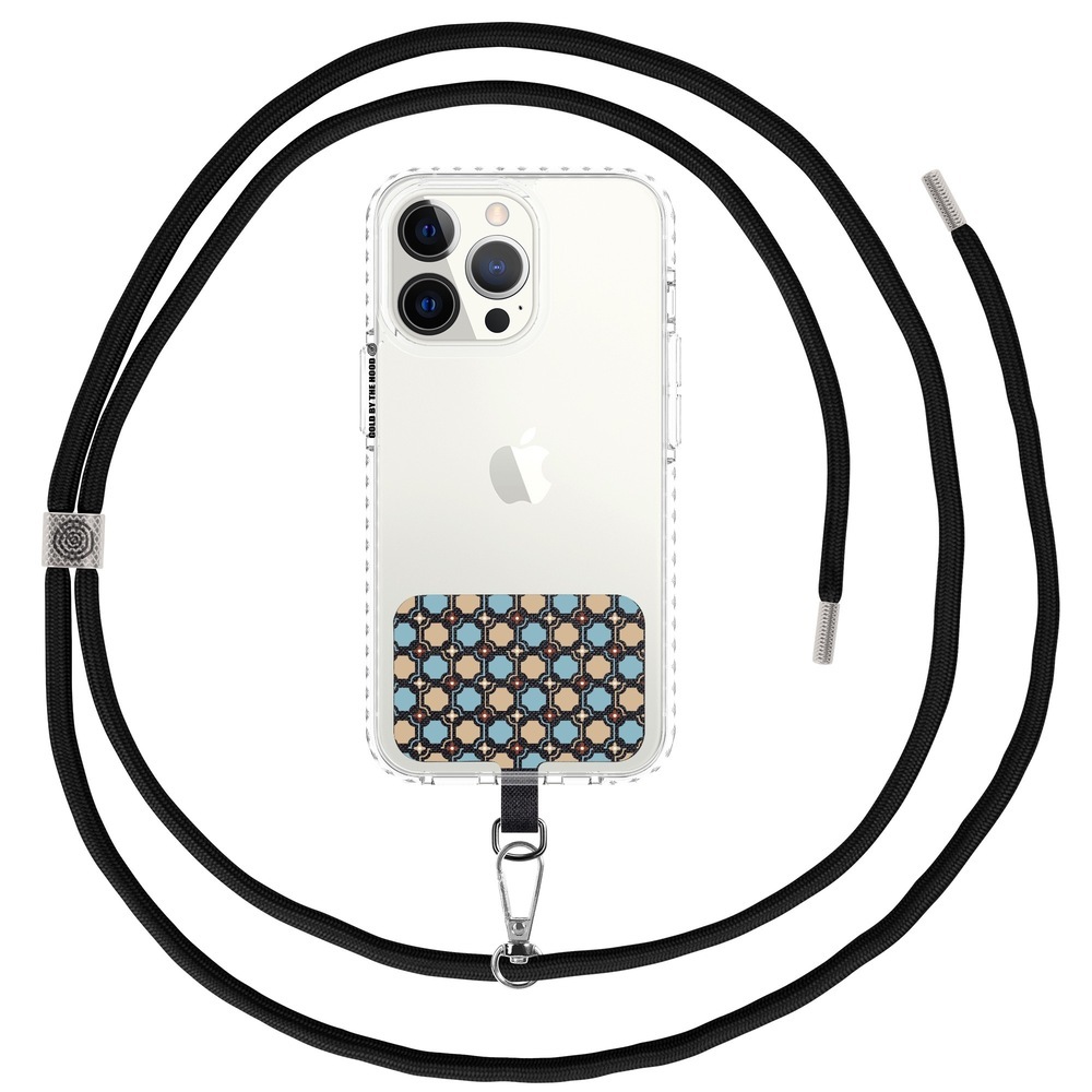 inblooom x The Hood Phone Strap With Patch 6.0mm/Old Ceramic Tile No.7/Pastel Yellow & Blue