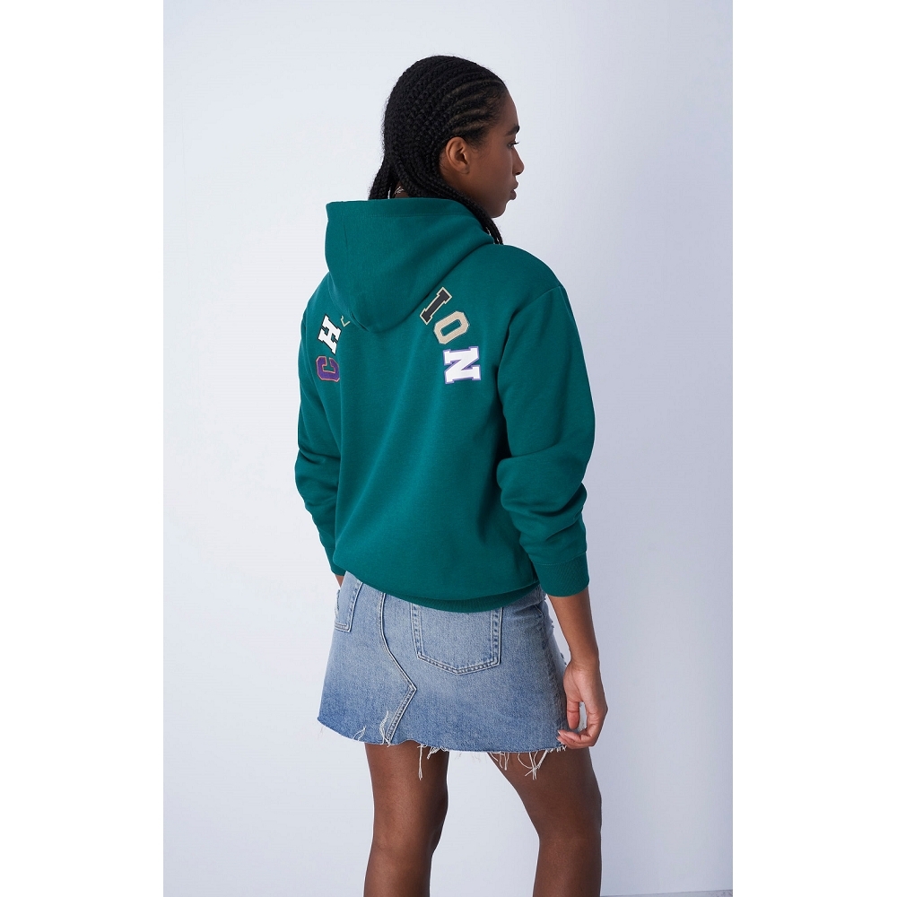 女款-ROCHESTER 寬版背面拼字連帽衛衣-綠色（116630-GS571）