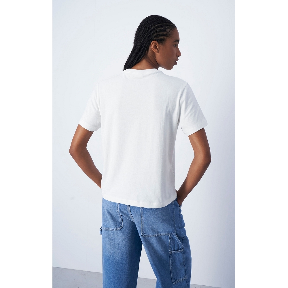 女款-ROCHESTER寬版拼字短袖TEE-白色（116636-WW033）