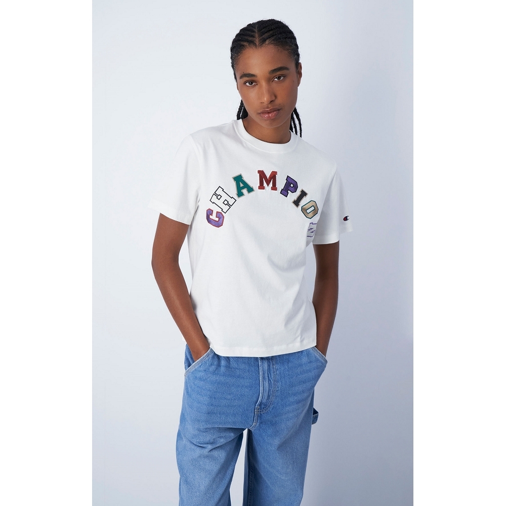 女款-ROCHESTER寬版拼字短袖TEE-白色（116636-WW033）