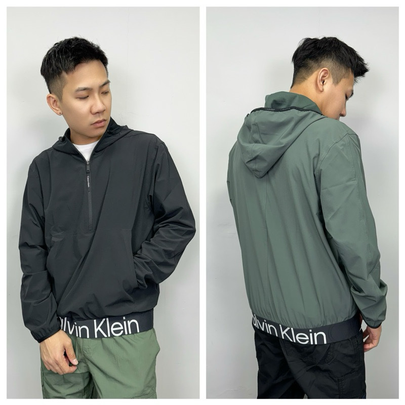 Calvin Klein CK 下擺字母 半開襟 防風外套 衝鋒外套 帽T