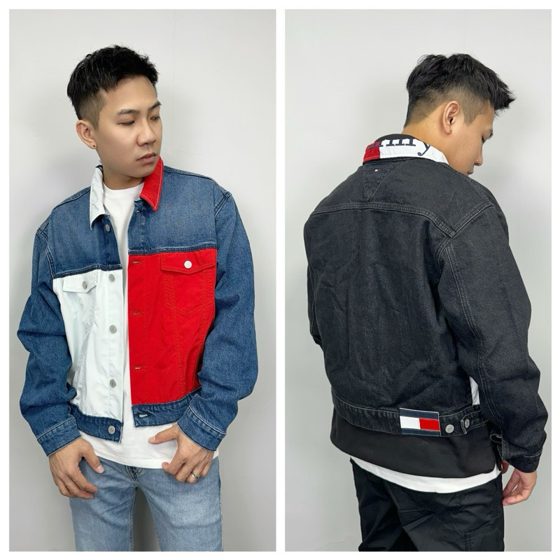 Tommy Jeans 紅白雙色拼接 牛仔外套