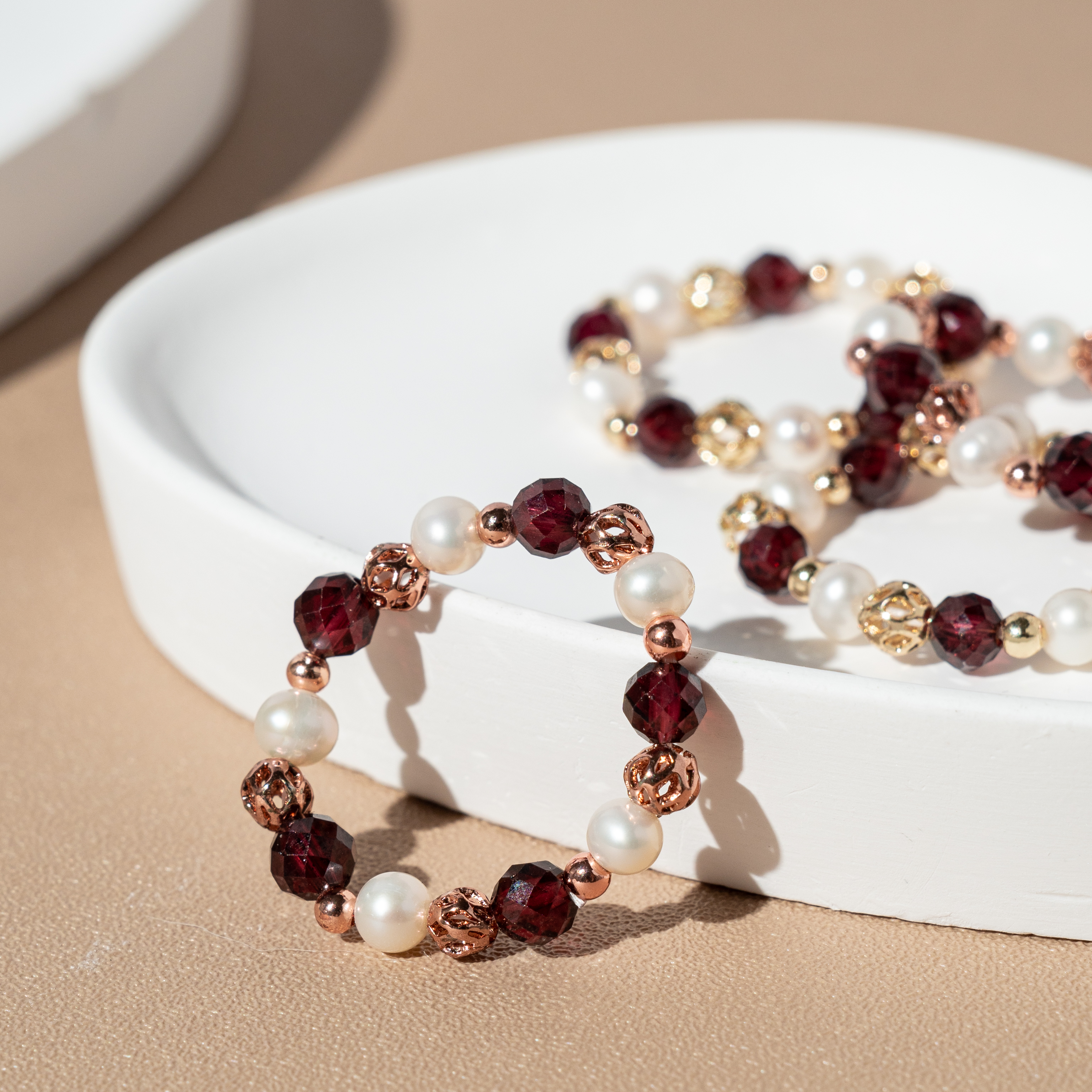 石榴石/珍珠戒指