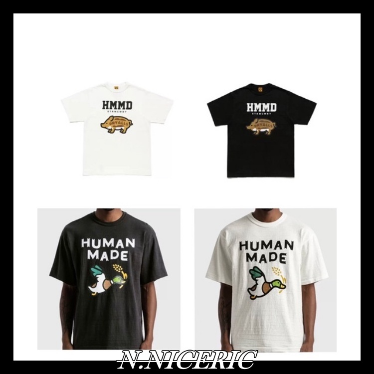 [Nice日韓歐美代購］天竺棉飛鴨鴨HUMAN MADE卡通飛鴨 叼小麥穗  胸前小豬野豬男女T恤 短袖 麝香貓短袖
