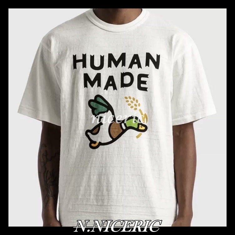 [Nice日韓歐美代購］天竺棉飛鴨鴨HUMAN MADE卡通飛鴨 叼小麥穗  胸前小豬野豬男女T恤 短袖 麝香貓短袖
