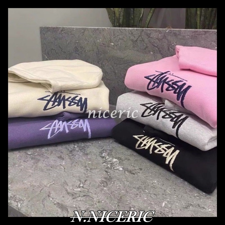 [Nice日韓歐美代購］Stussy超經典新款刺繡字母連帽T Stussy帽T 背後全素STUSSY帽T