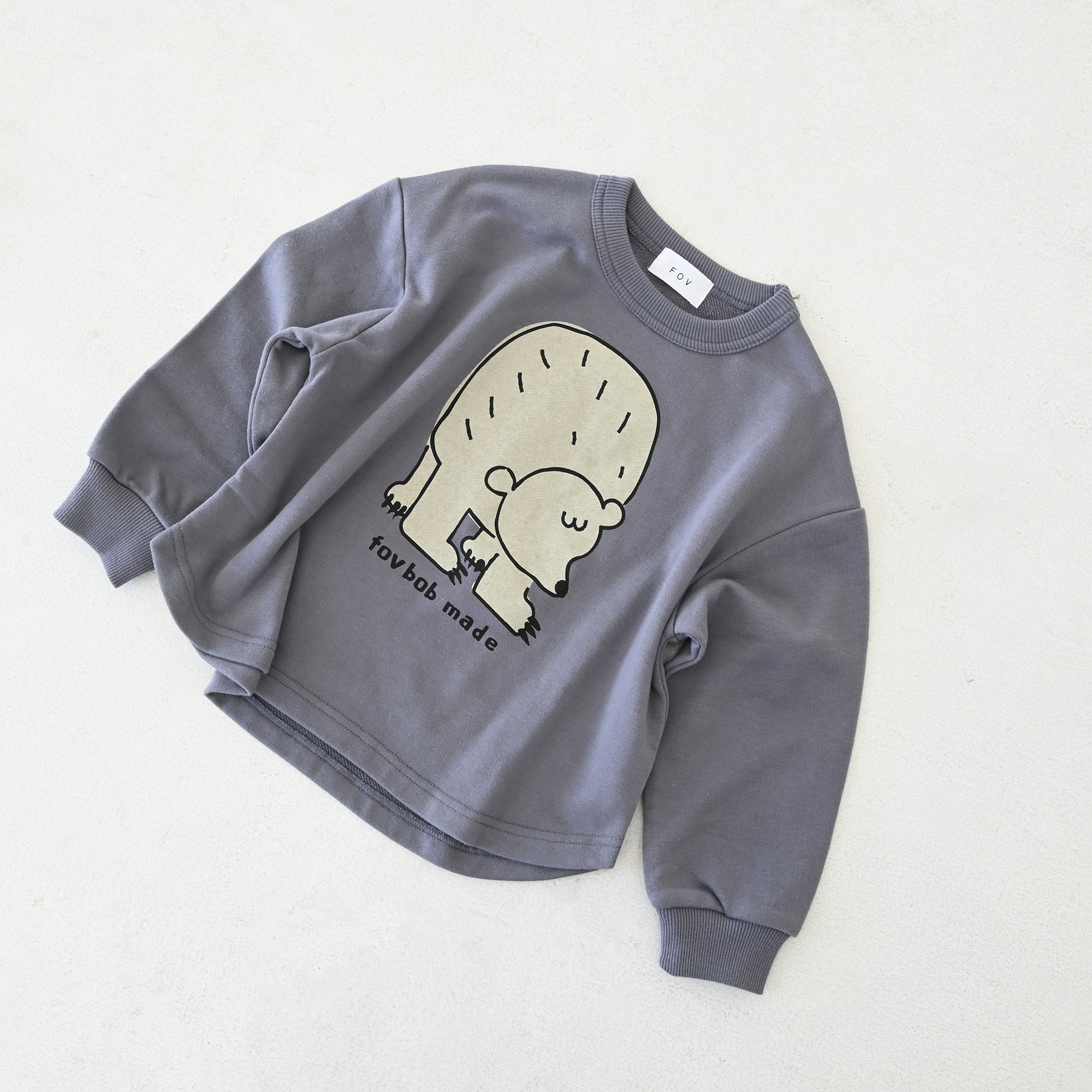 日本FOV - BOB系列 可愛北極熊 圓弧下擺長袖上衣 (炭灰色，120) 613788