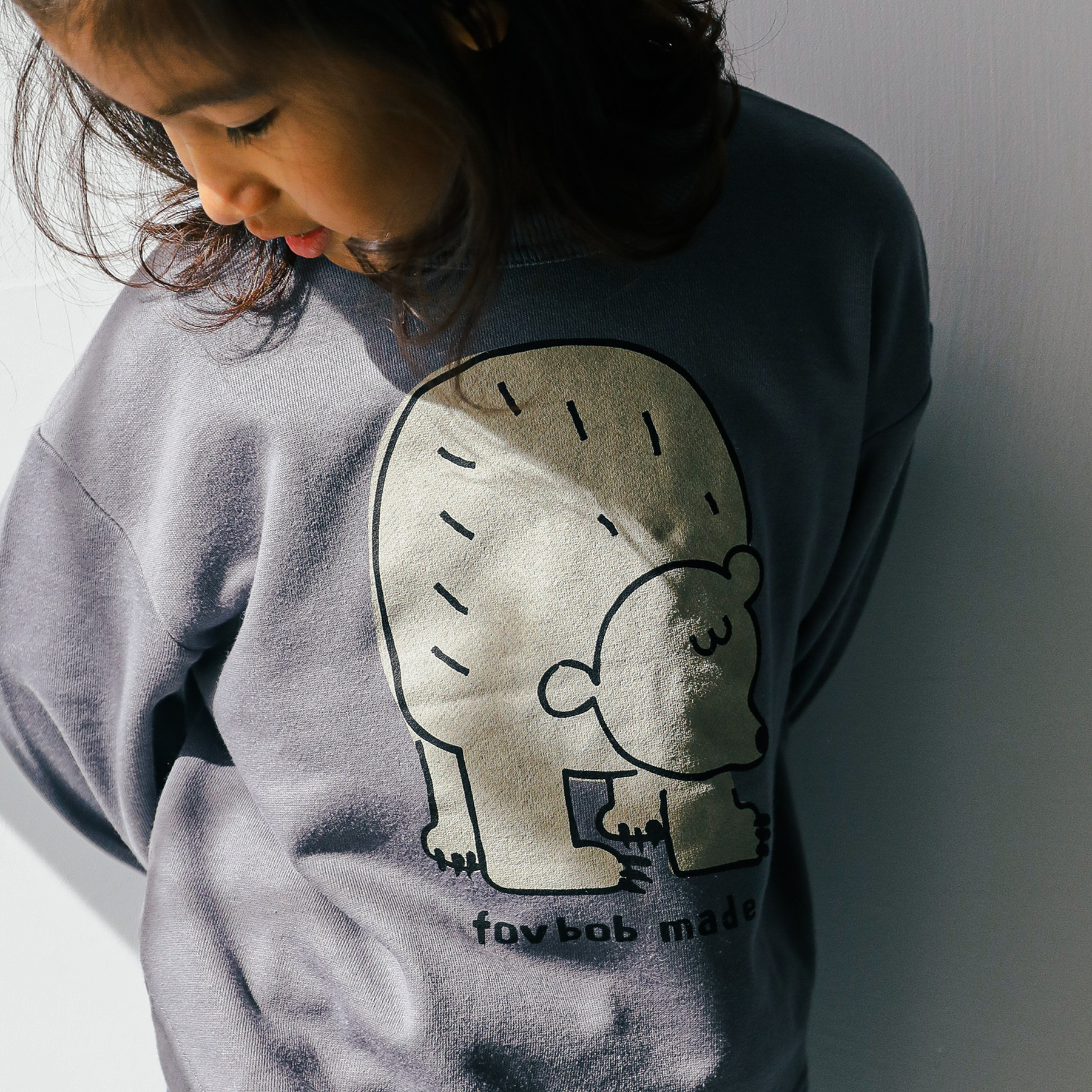 日本FOV - BOB系列 可愛北極熊 圓弧下擺長袖上衣 (炭灰色，120) 613788