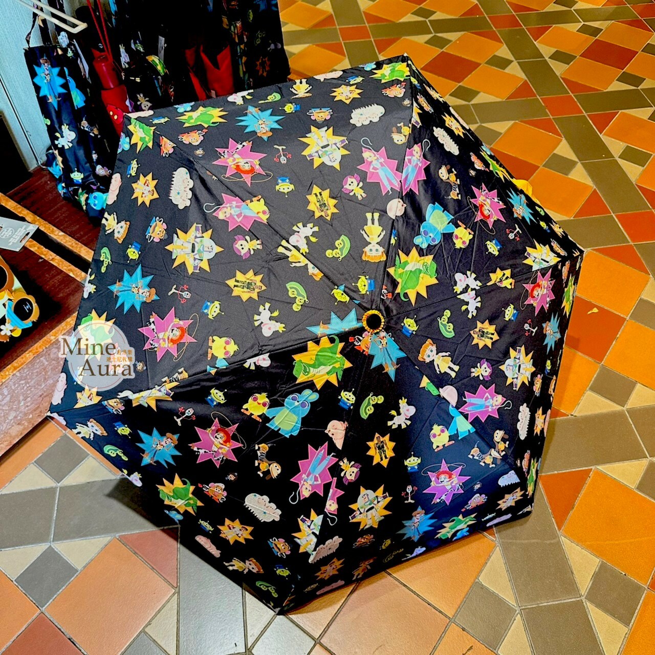 玩具總動員 Toy Story 滿版圖案 黑底 附提袋 折疊傘 -香港迪士尼樂園