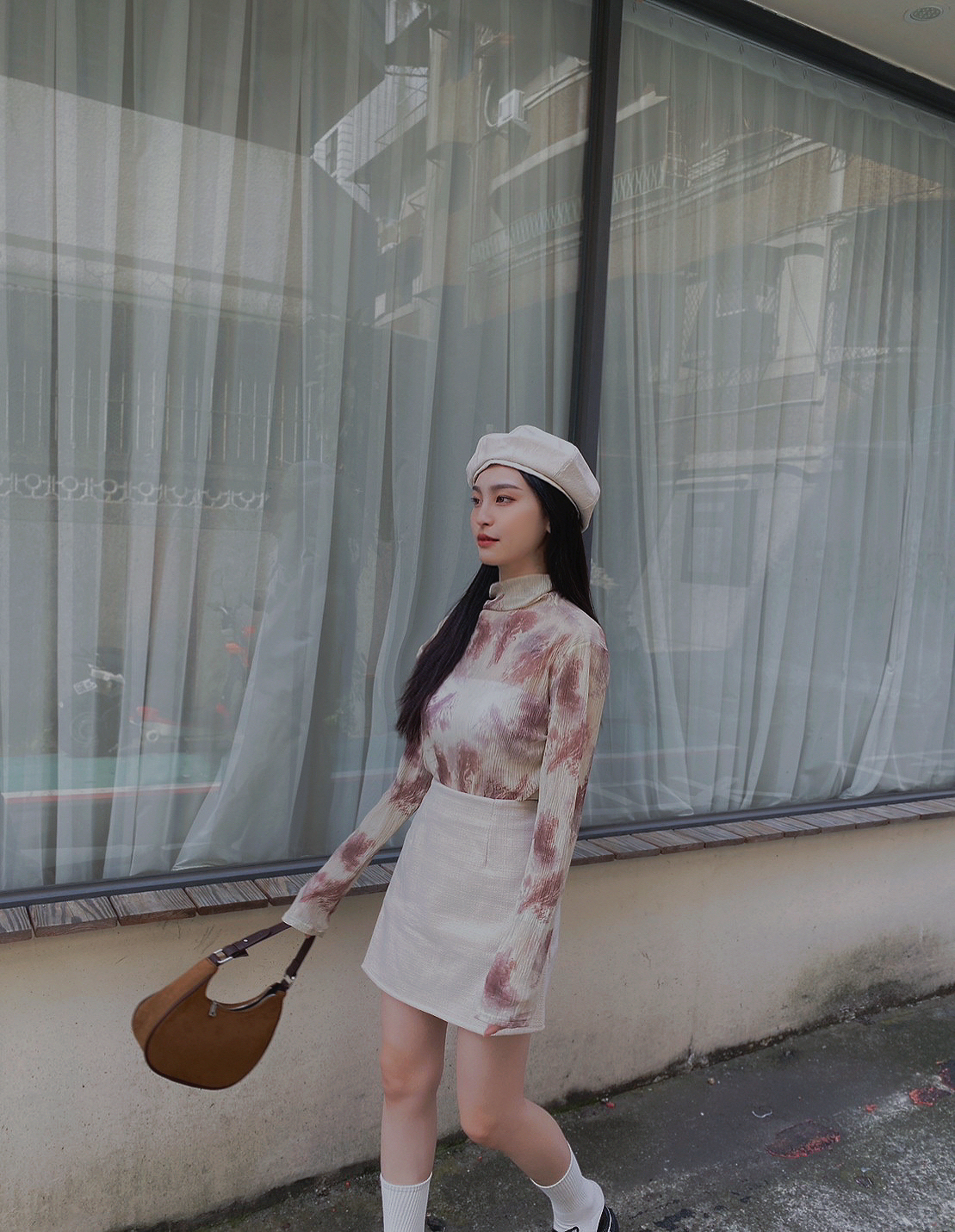 復古紮染微透面膜上衣/二色