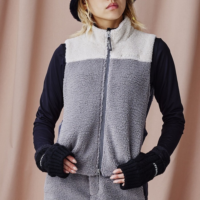 女士-雙色刷毛背心