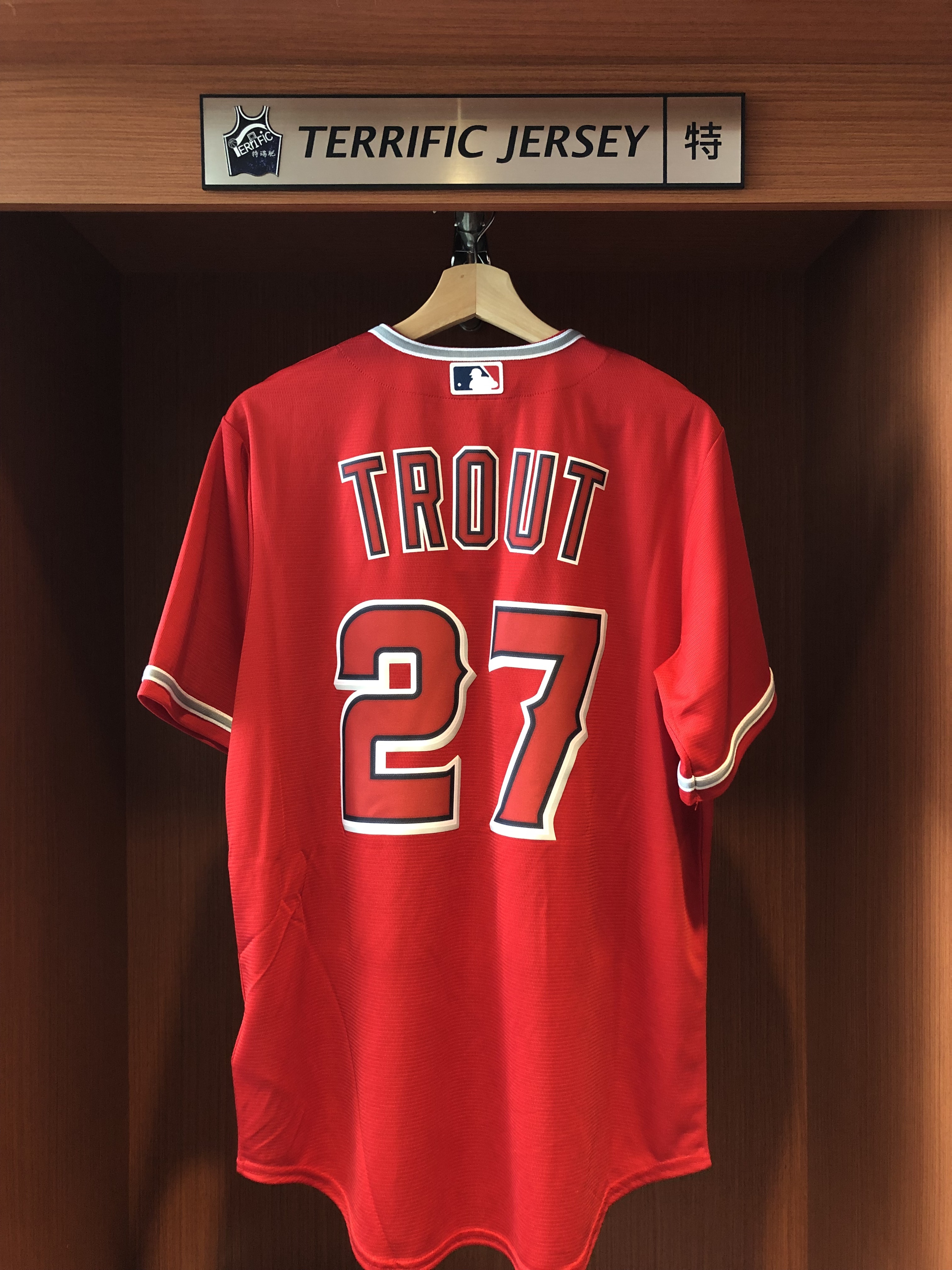 MLB球衣 Mike Trout 洛杉磯天使紅 Nike Replica Player Name Jersey 球迷版 熱轉印 全新