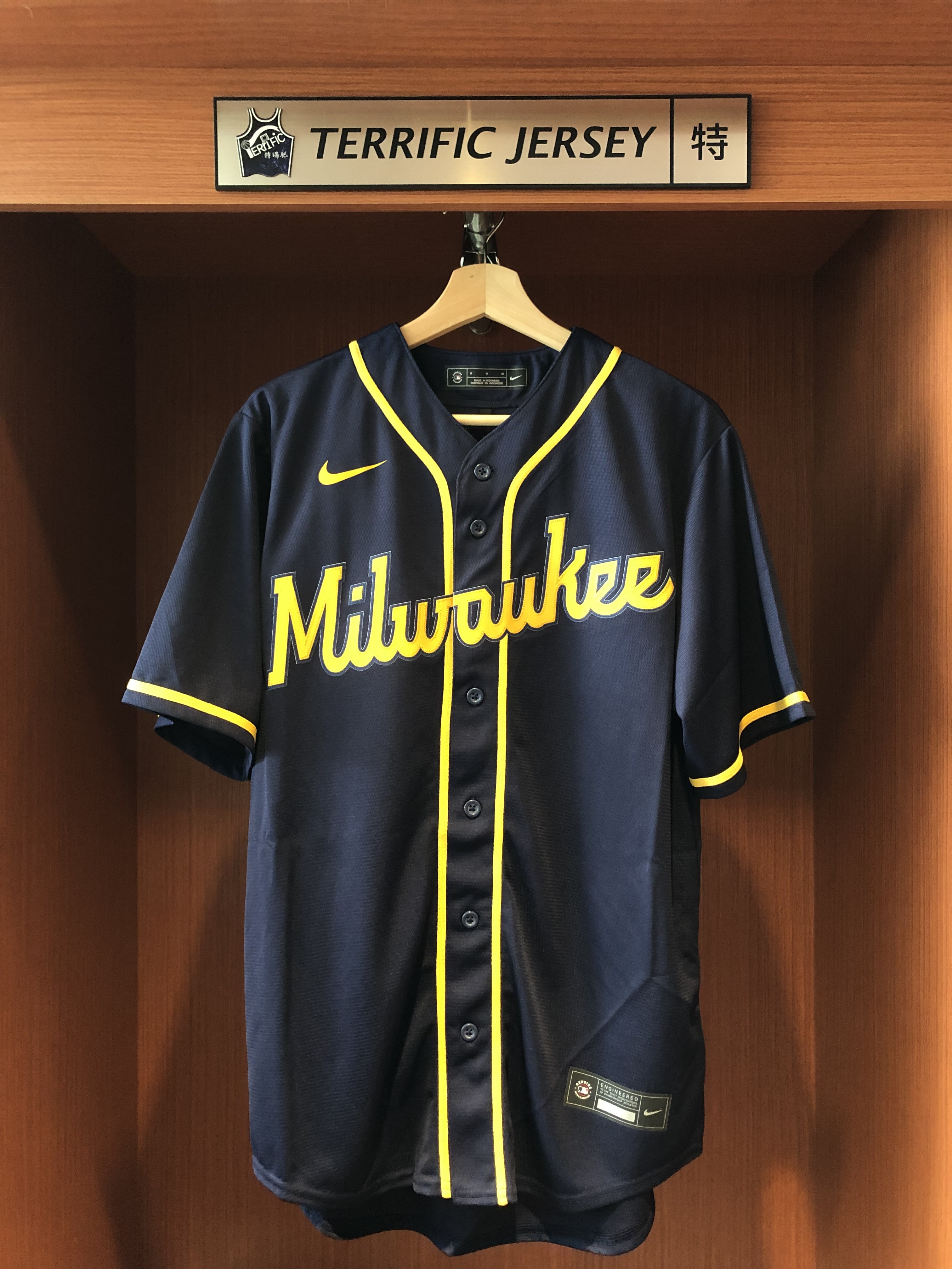 MLB球衣 Christian Yelich 密爾瓦基釀酒人深藍 Nike Replica Player Name Jersey 球迷版 熱轉印 全新