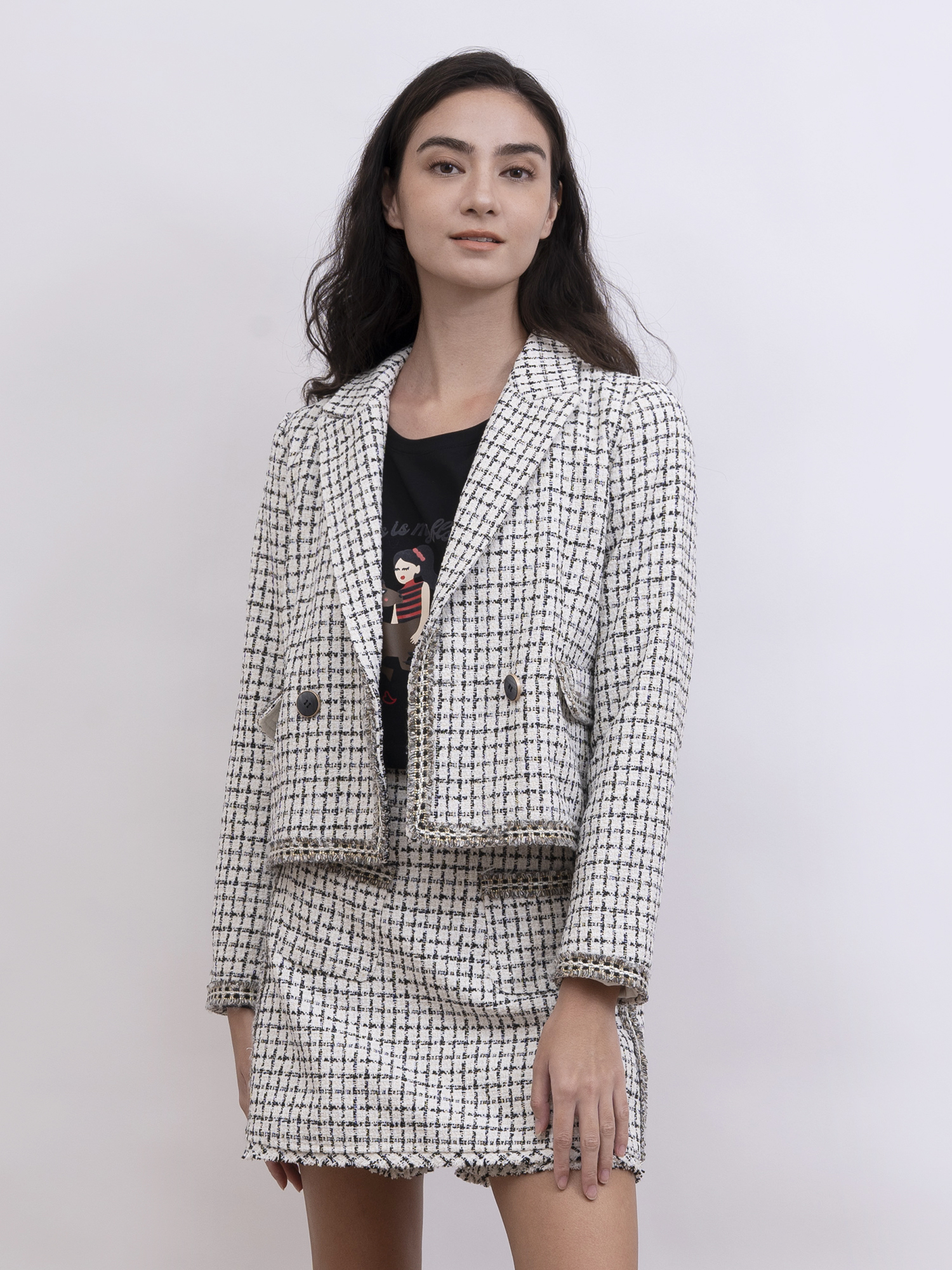 mi-tu 粗花呢短裙褲