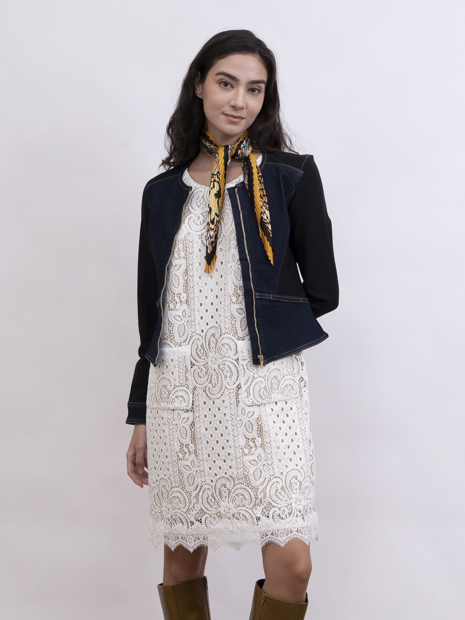 mi-tu 牛仔拼布修身外套