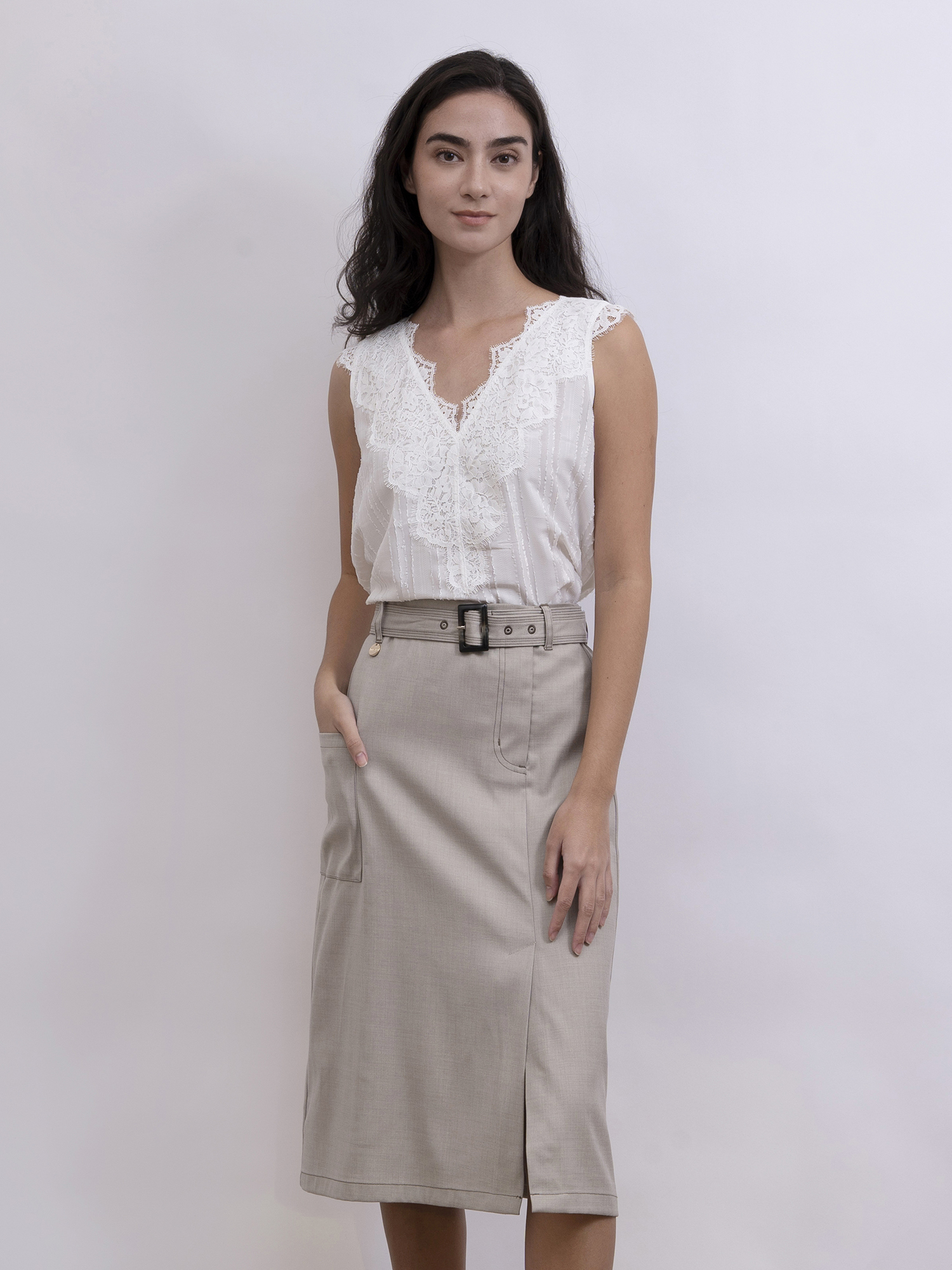 mi-tu 高腰開衩半身裙