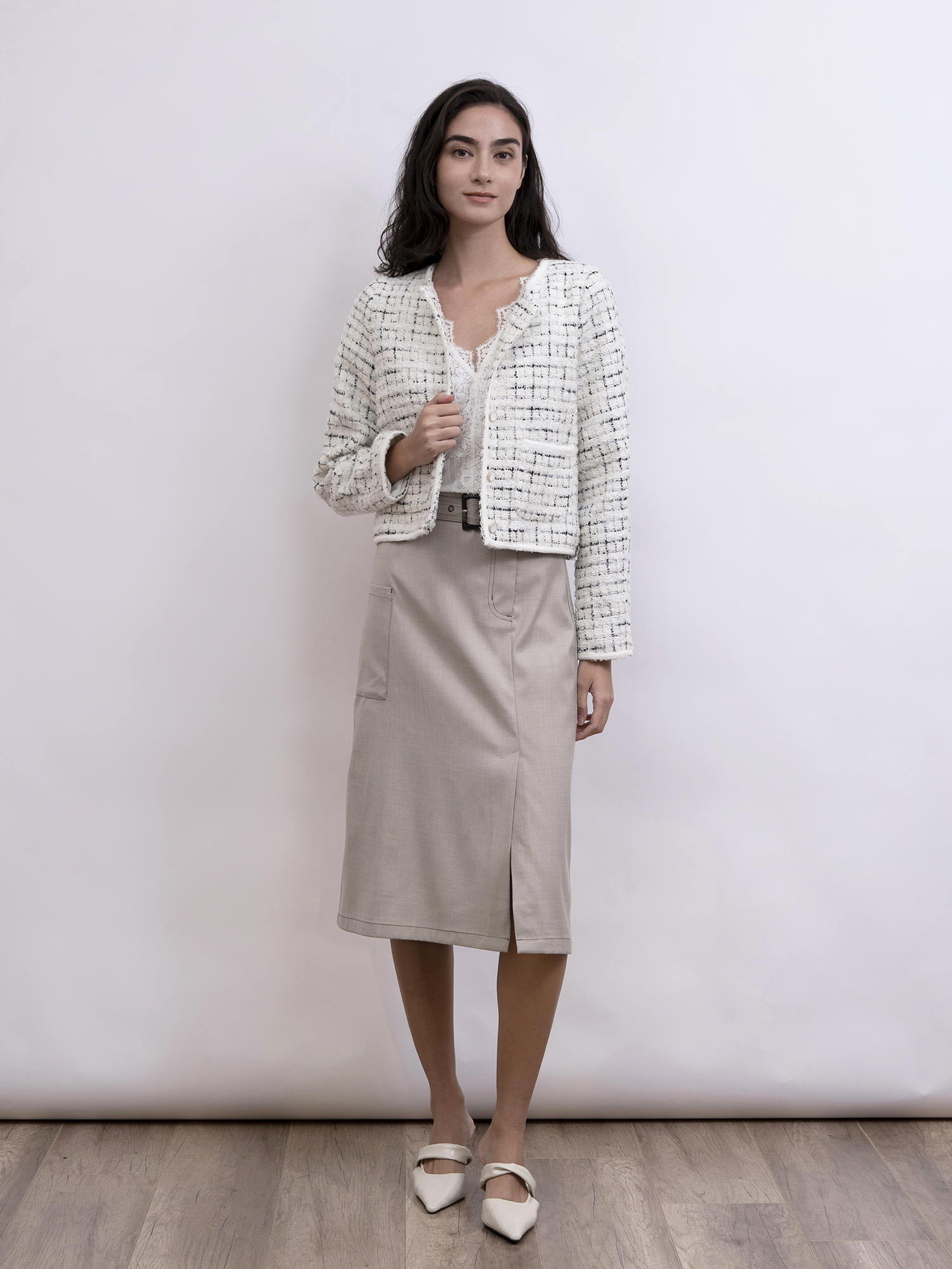 mi-tu 高腰開衩半身裙