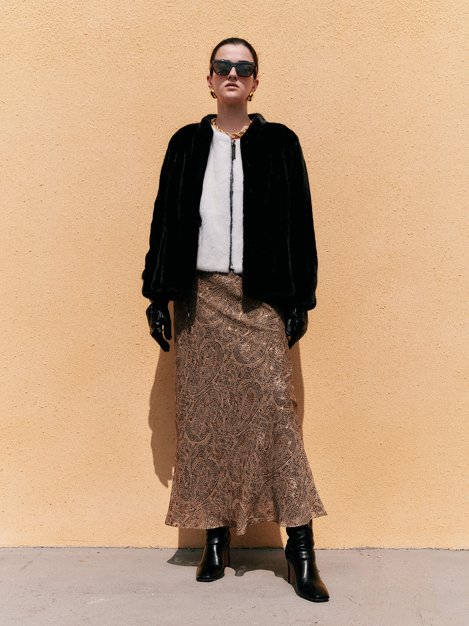 mi-tu 腰果印花半身長裙