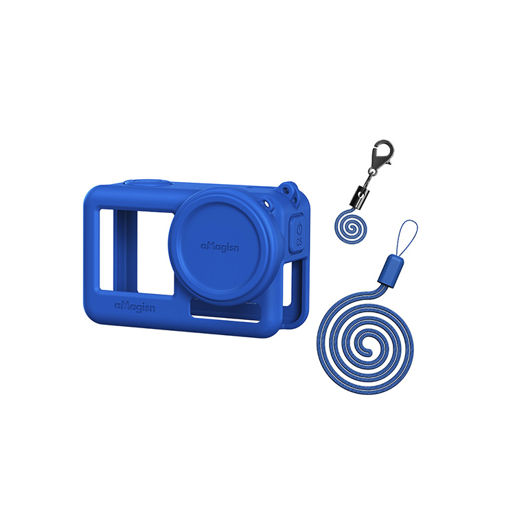 aMagisn DJI Action 4 / Action3 矽膠保護套 黑色/藍色