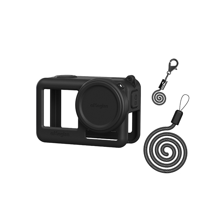 aMagisn DJI Action 4 / Action3 矽膠保護套 黑色/藍色