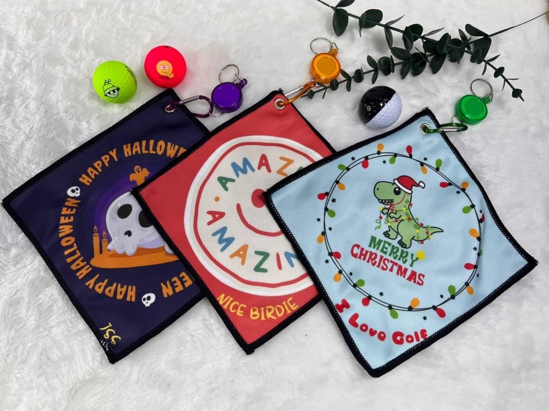 【限量版】掛鉤彈性拉繩高爾夫球擦球巾