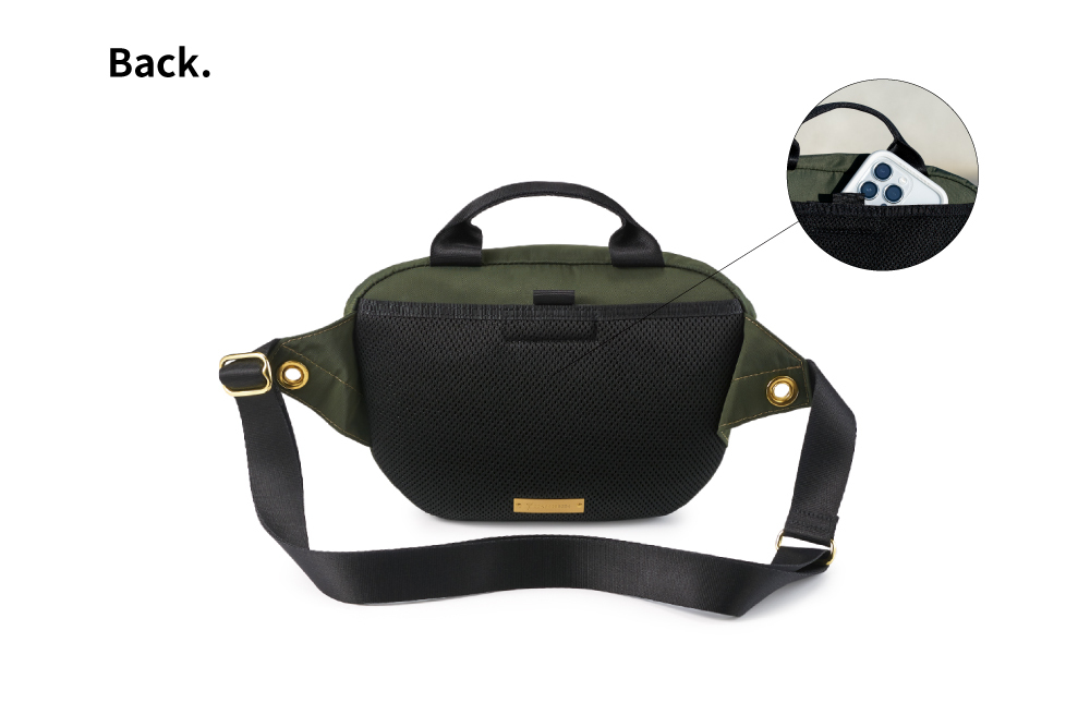 satana Soldier 趣遊走走斜背胸包 軍綠色 SOS3080-324 背面照