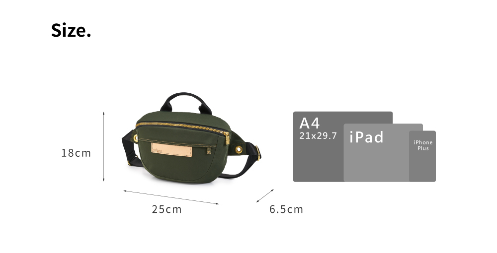 satana Soldier 趣遊走走斜背胸包 軍綠色 SOS3080-324 尺寸