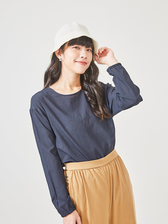 夏海冰砂防曬薄長袖上衣-藍莓冰