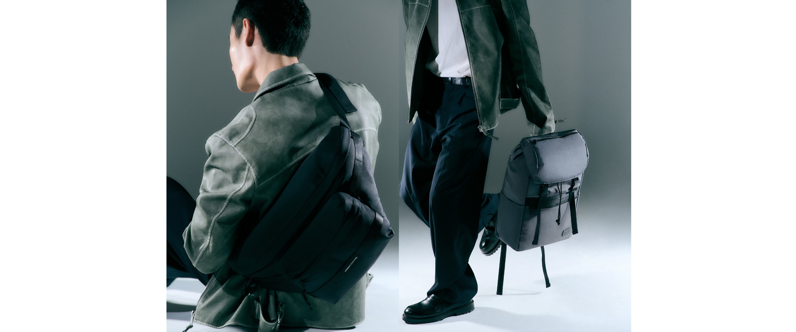 微合身的版型與寬鬆西褲做搭配，帶出紳士又個性的時尚態度。