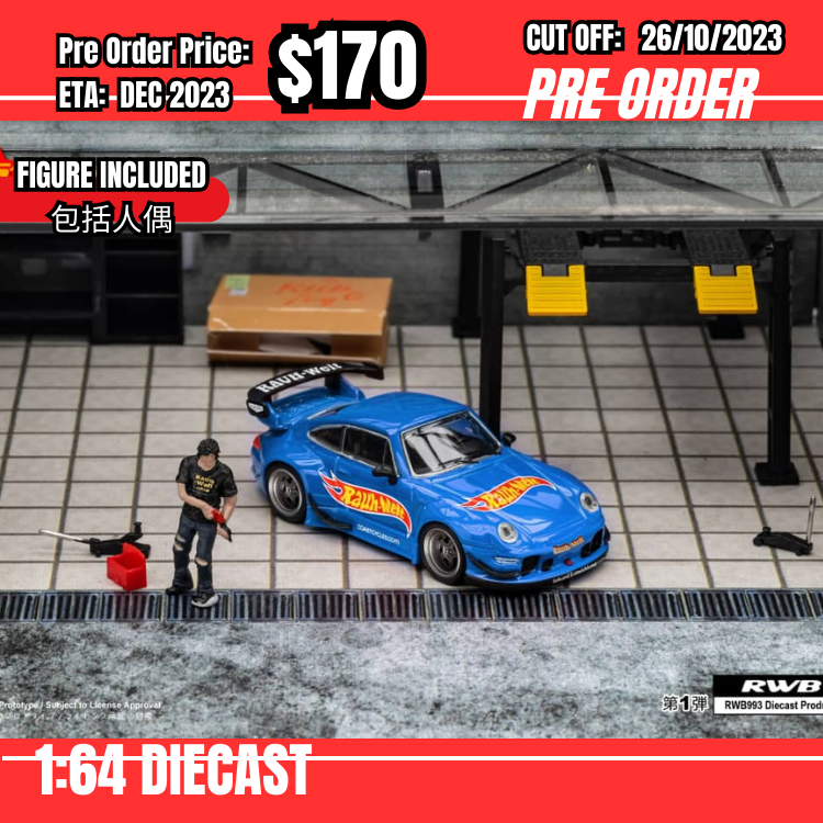 PO-$170 *Star Model * 1:64 RWB993 GT Wing Blue Rauh w/figure [OD24/10]