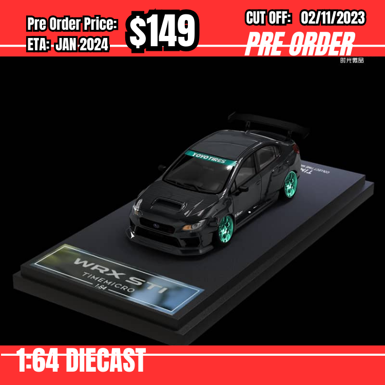 PO-$149 *Time Micro* 1:64 Subaru WRX STI VA 2014 Black [OD24/10]