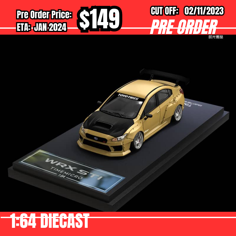 PO-$149 *Time Micro* 1:64 Subaru WRX STI VA 2014 Gold [OD24/10]