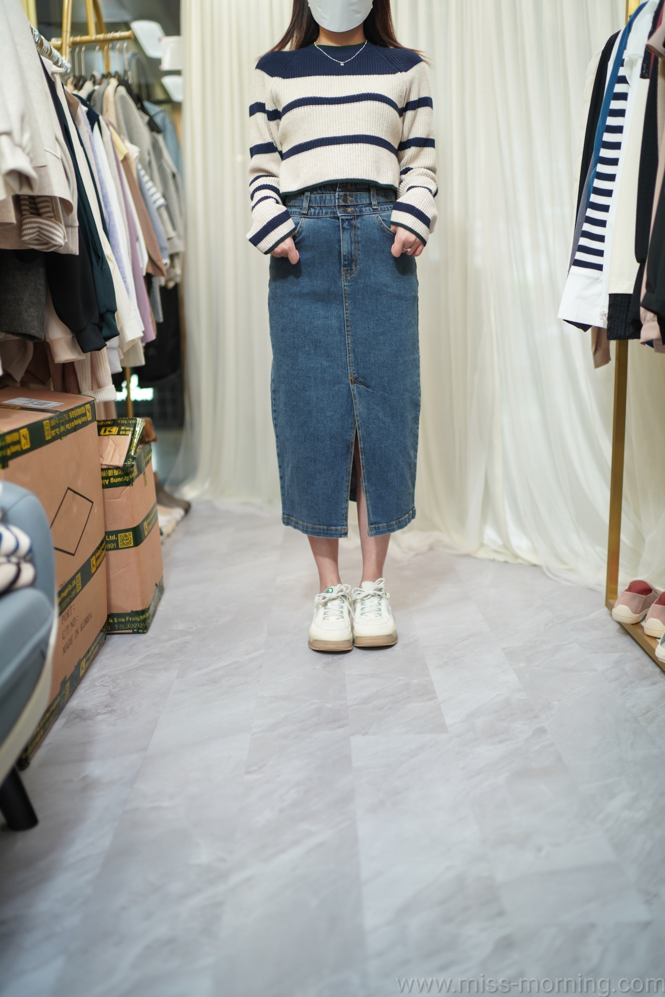 軟熟拼條針織上衣(13480)