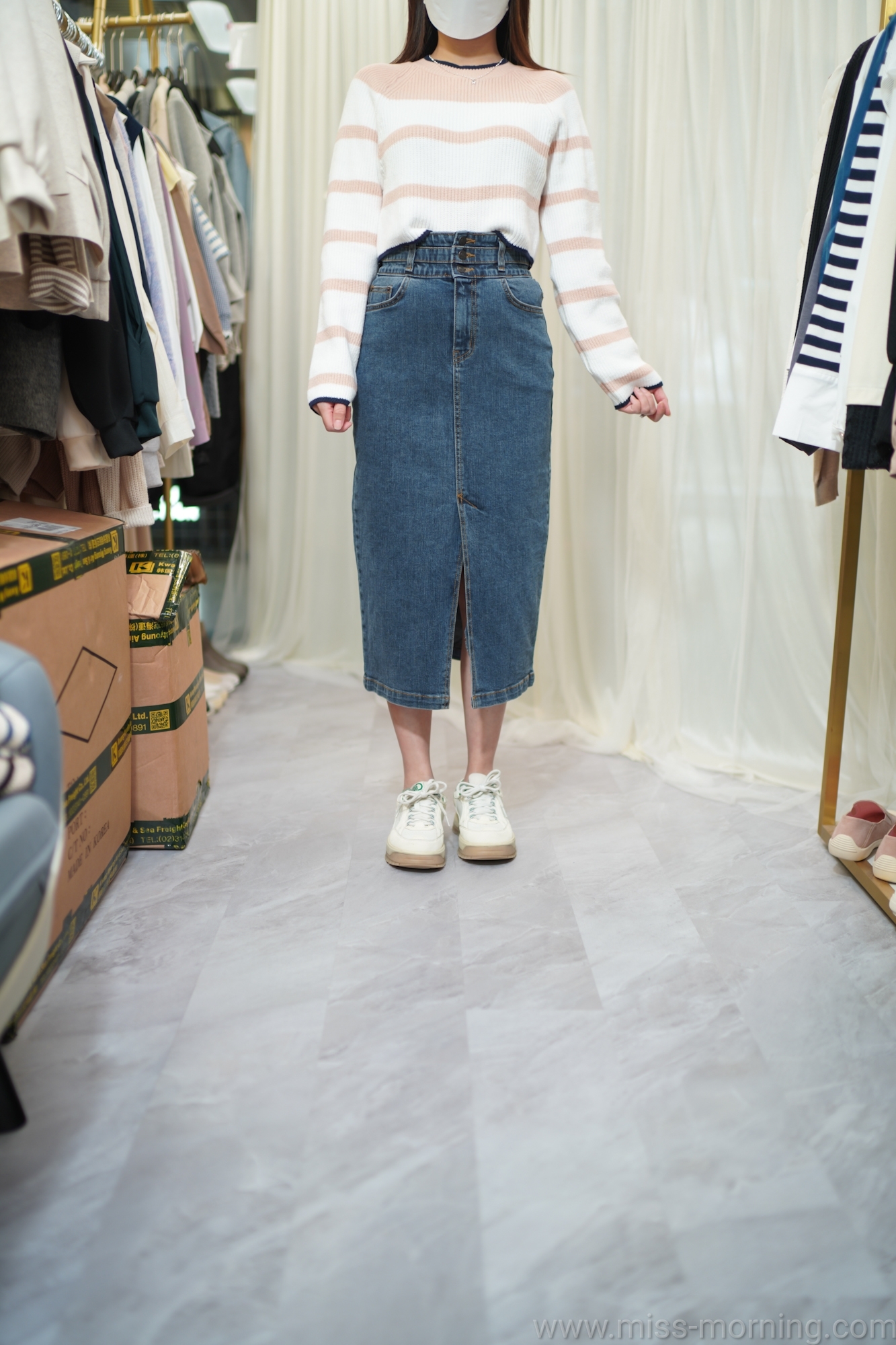 軟熟拼條針織上衣(13480)